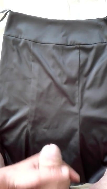 Cum black satin skirt