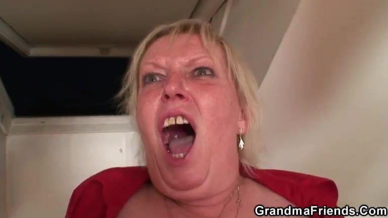 Nasty granny takes two cocks
