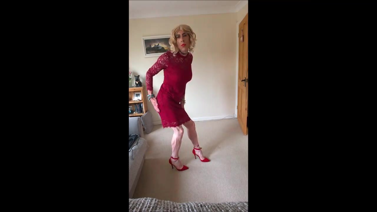 B4 going out in my sexy red lace dress