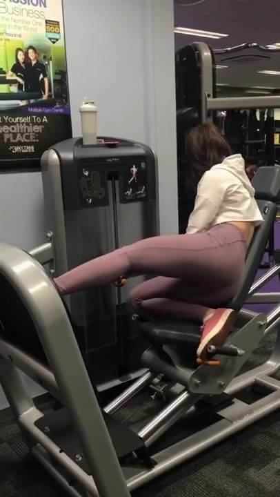 Hot chick in spandex working out in gym part 2