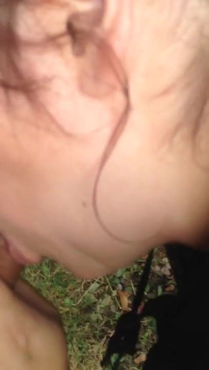 Outdoor jerk lady comes and swallows my cum