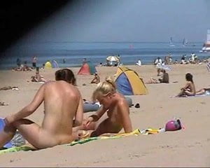 2 Girls Naked at the Beach Blond & Brown by snahbrandy