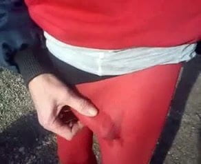 Cum in red pantyhose