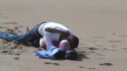 arab hijab girl with her bf caught having sex on the beach