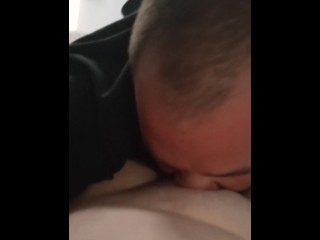 Eating his mess
