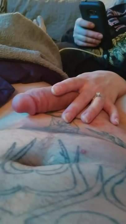 Wife teasing my almost hard cock