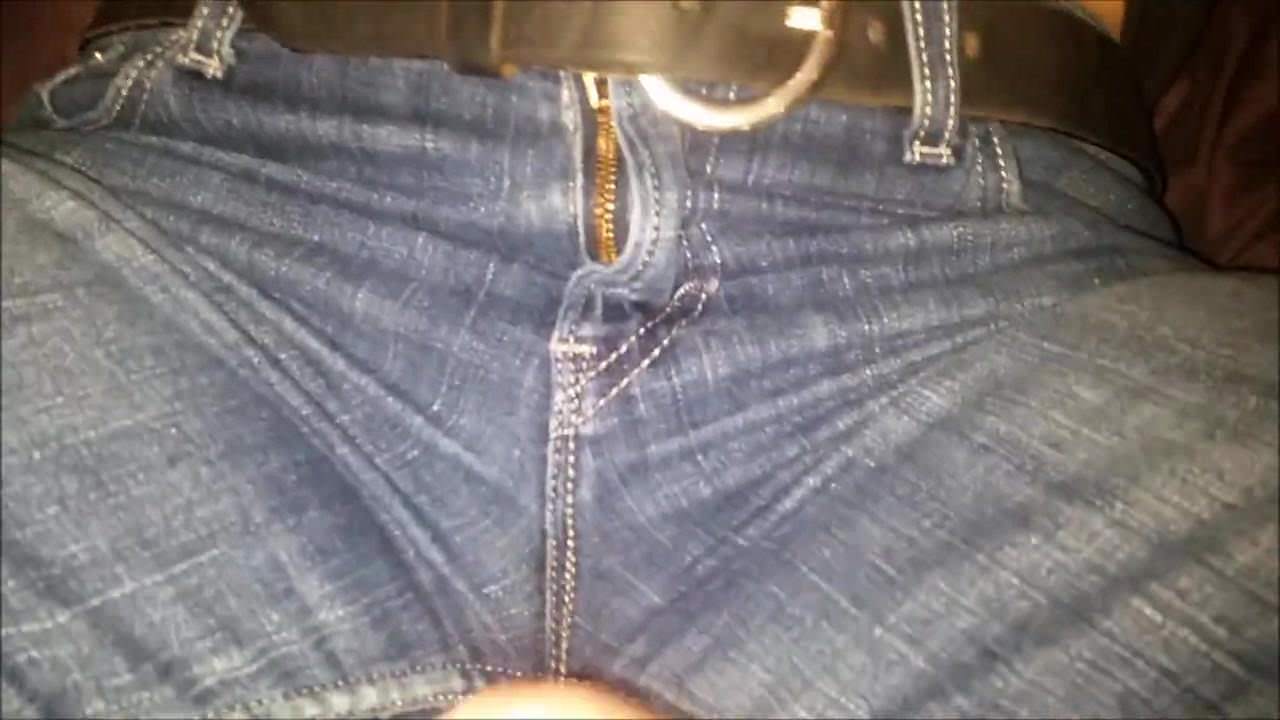 Blowing a massive load on her levis crotch