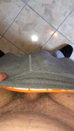 Revealing my hard cock and having a quick stroke