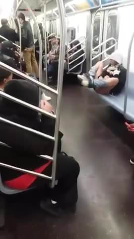 Insane chick on the NYC subway