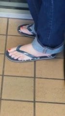 Candid Feet in Flip=Flops at the Tax Collector