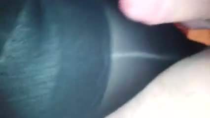 Rubbing cock on wifes spandex ass
