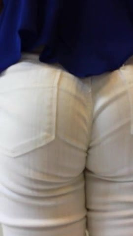 Asian milf white pants ass butt