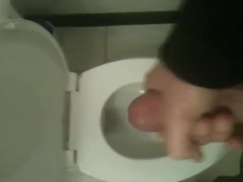 Jackin off at the bank - Public Toilet Cumshot