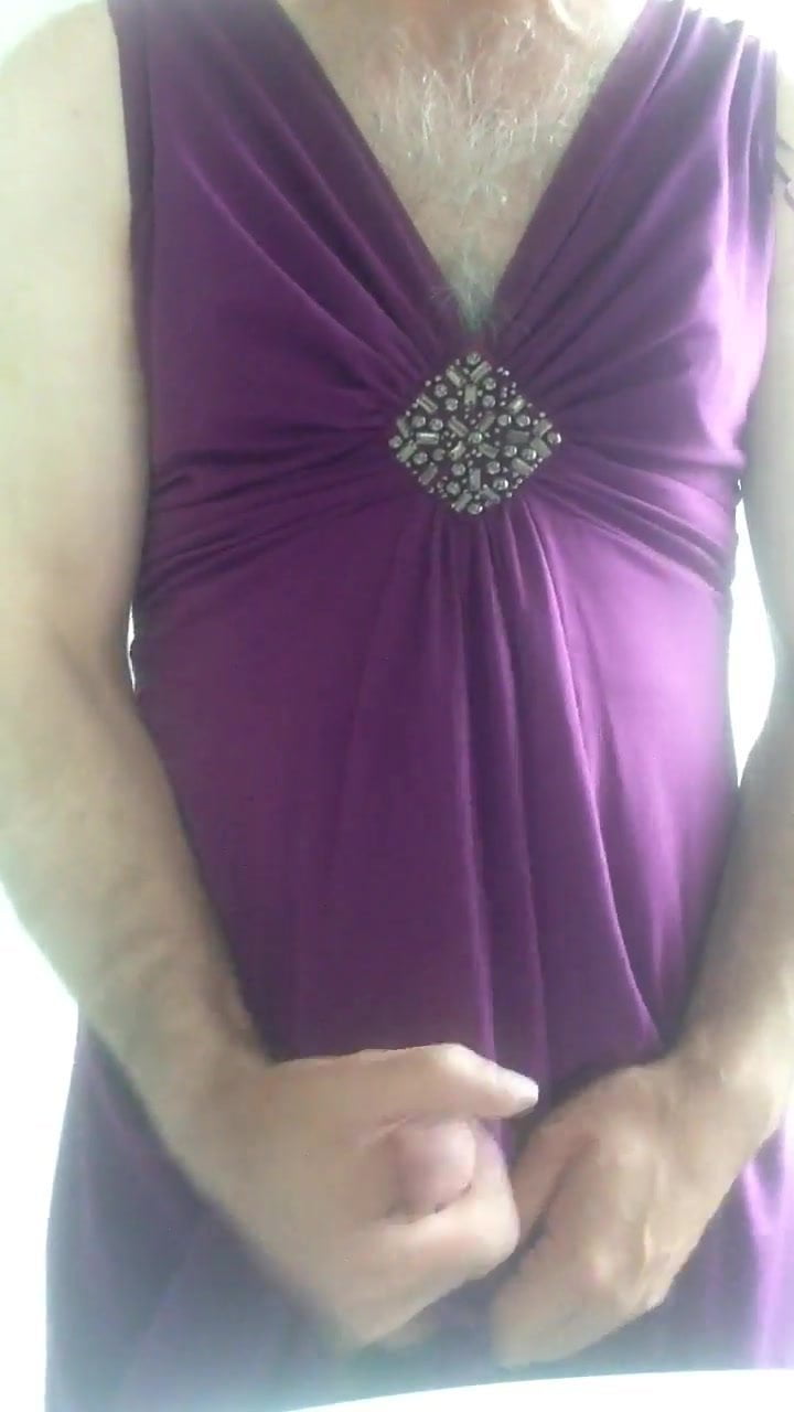 Wanking in my wife's dress
