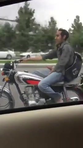 Moped. Road. Masturbation. Caught.