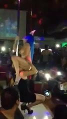 Slutwife pays to eat stripper pussy on stage