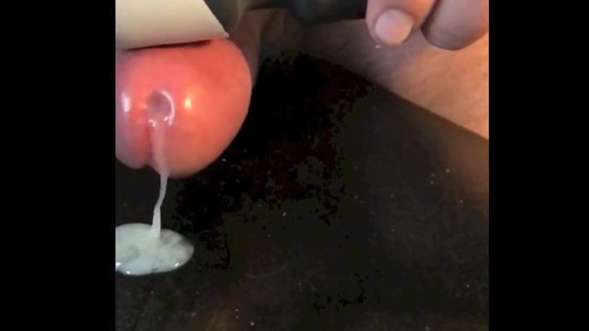 Thick semen flowing ejaculation
