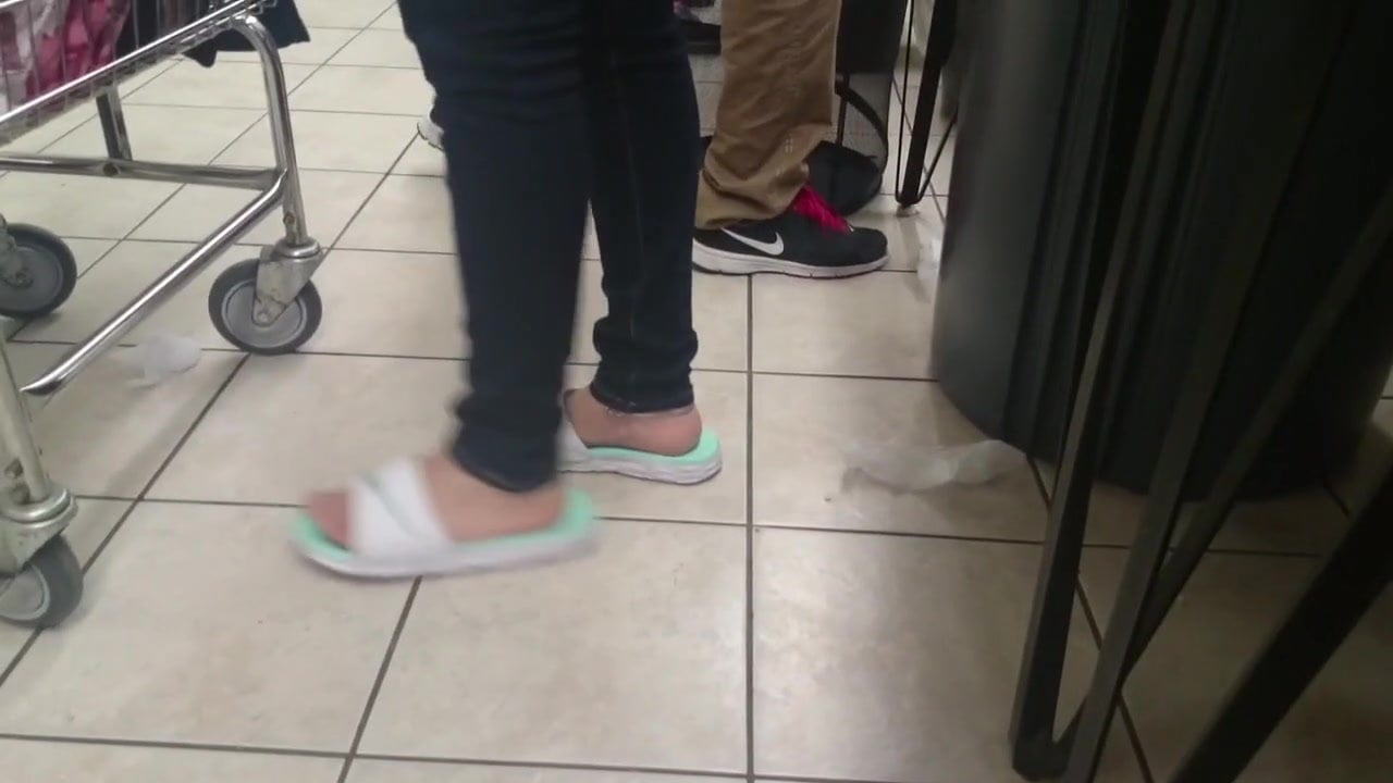 Sandals at laundromat 