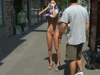 Sexy girl naked in the streets