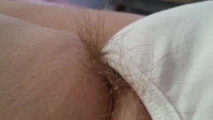 long pubic hair hanging from wifes pantys, feet