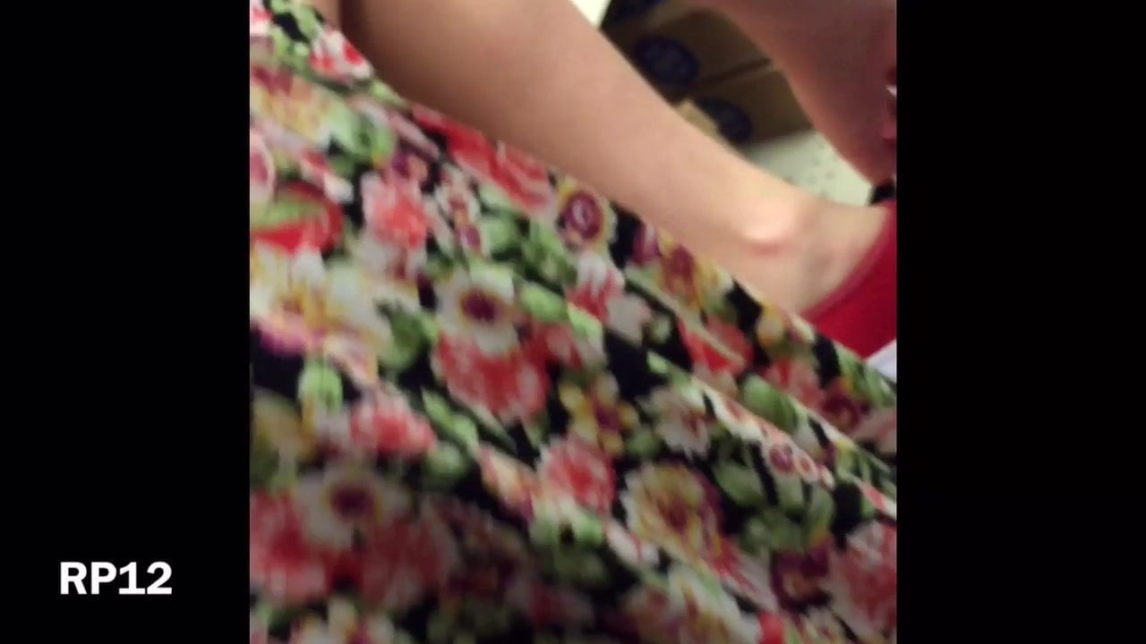 Upskirt trying on shoes 