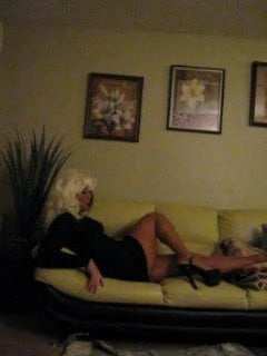 Blonde Las Vegas Transvestite Posing a Dildo Play