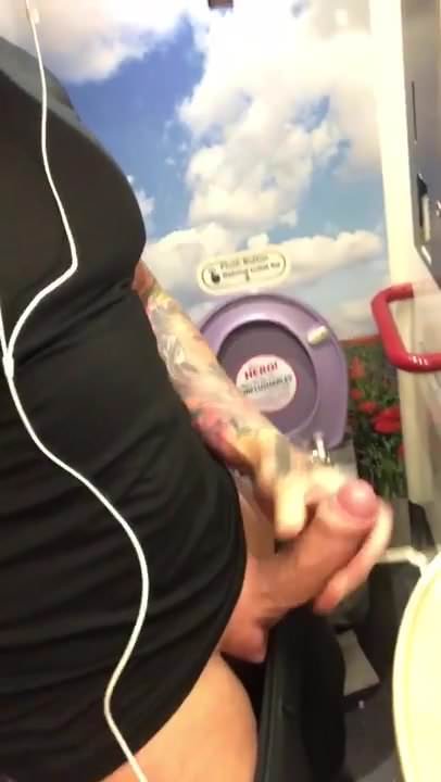 Big cock, hot guy in the train toalet