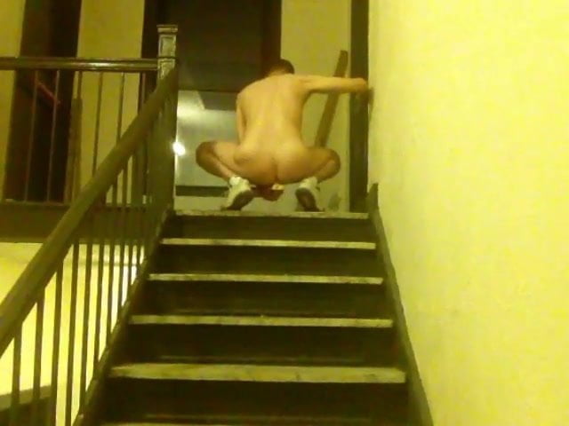 Fucking myself in stairway