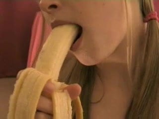 Teen shows some skills on banana