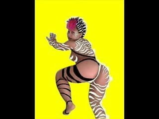 Zebra Jane Mamuji shakes her Ass in the bath tube