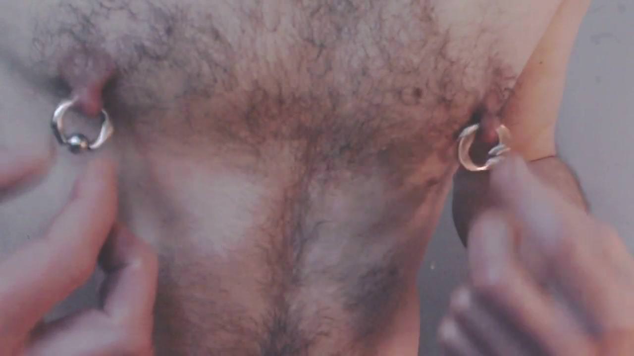 Big Nipples pierced heavy rings -Both tits pierced
