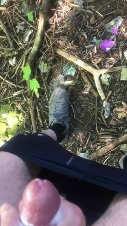 Wanking my spunky cock in the woods