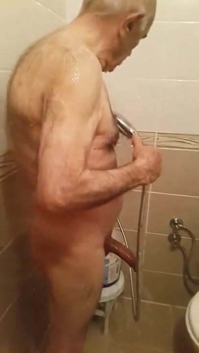 big dick grandpa under the shower