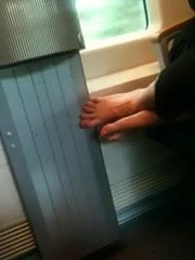 wonderful girl feet in a train 