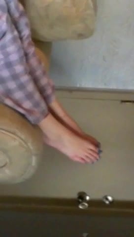 Candid College Girl Feet Painted Toes in Dorm