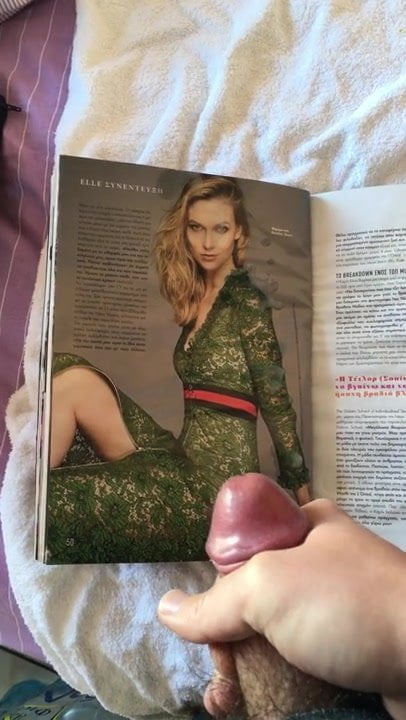 Cumshot all over Karlie Kloss on Elle Greece