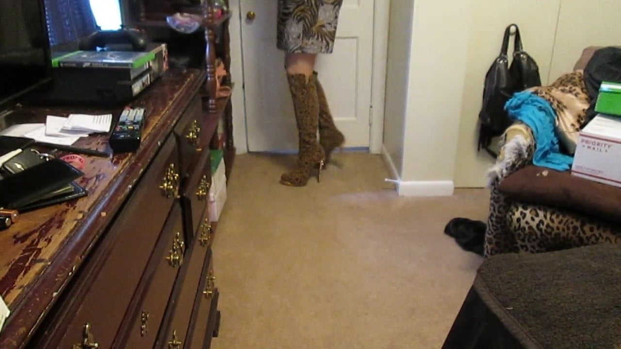 Amazing 6 inch spiked Heeled  platform leopard print Boots.