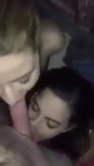 Slutty Teens sharing a cock