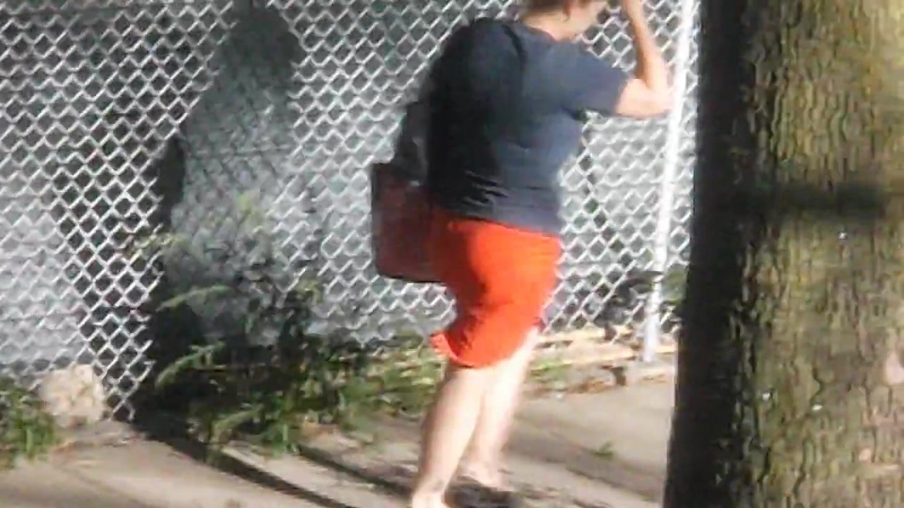 Super Sexy MILF Neighbor Orange Dress Jiggle