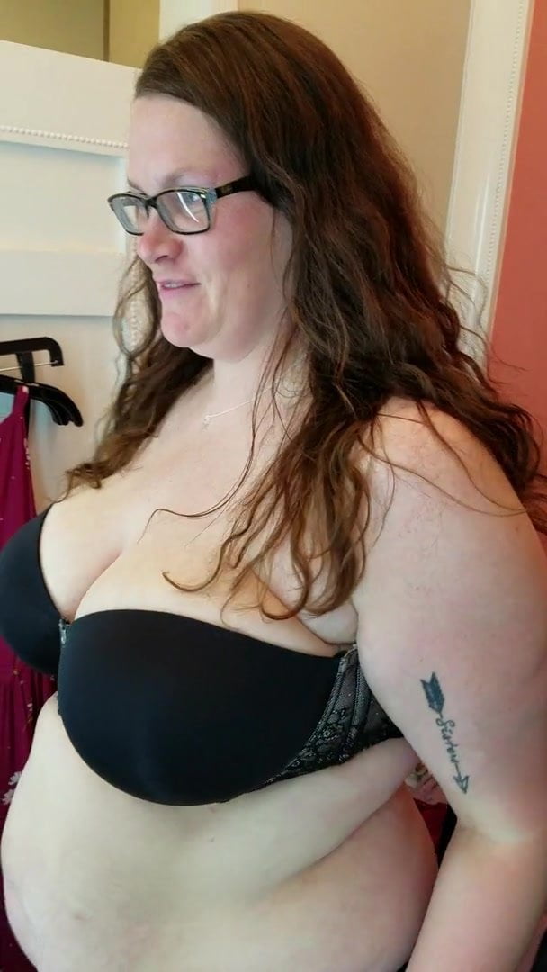 Bbw huge tit wife trying out a strapless bra 