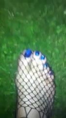 Naked in Fishnet in the grass Nature
