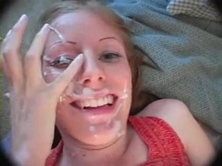Chubby Blonde Girlfriend Takes A Huge Facial