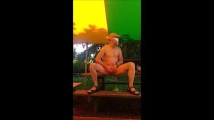 nade exhibitionist jerking in public outdoor place