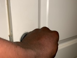 Caught my brothers wife masturbating with hard loud orgasm in the bathroom.