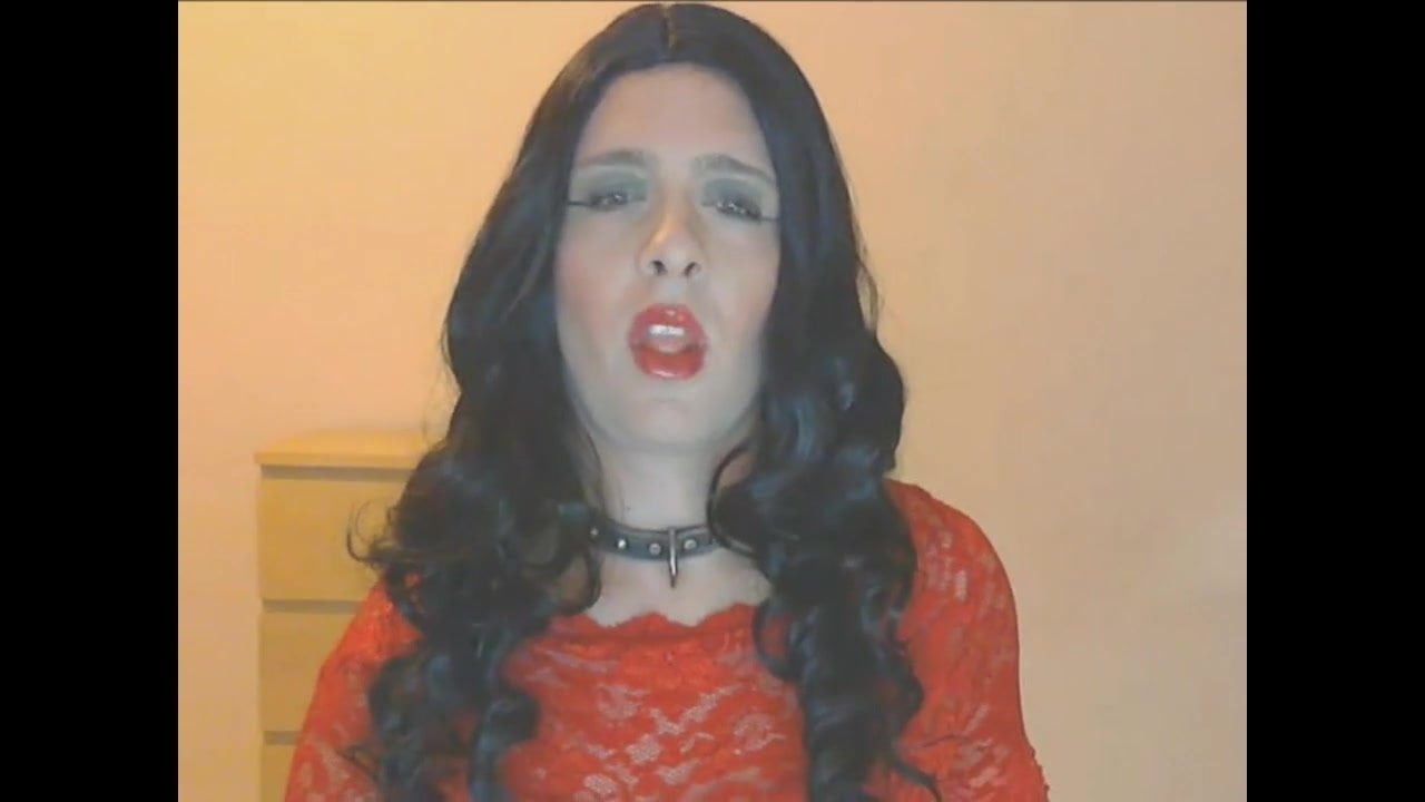 Sexy Red Dressed German Sissy Trans On Webcam