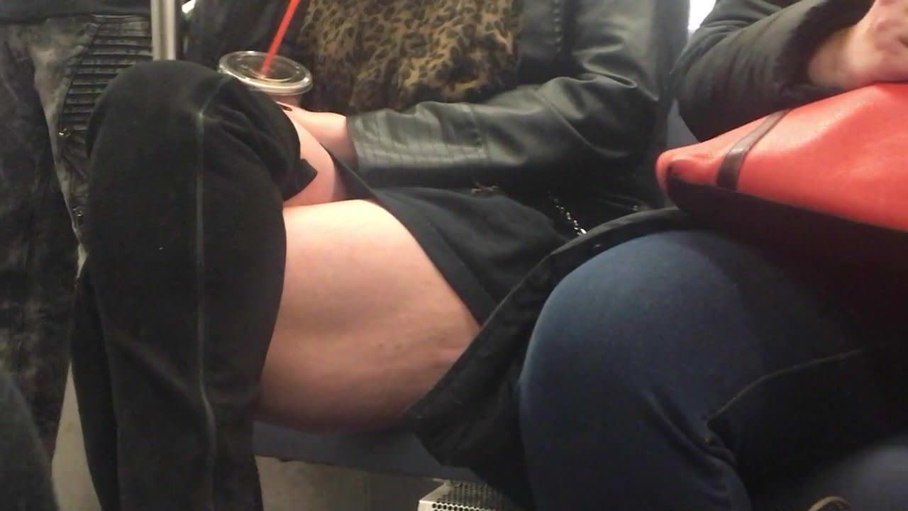 Thick Cellulite Thighs on the train 2