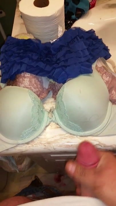 Cum in Kadi's bra and panties 