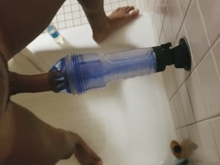 Fucking my Clear Pocketpussy in the Shower