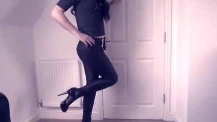 AshleyDare - Tight leather jeans. 