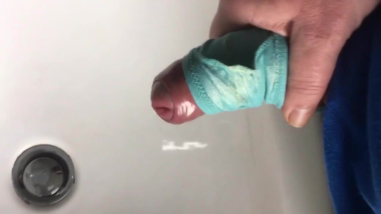 Wanking and cumming with her dirty panty